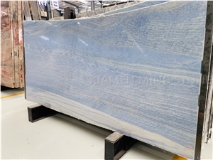 Azul Imperial Quartzite Slab Kitchen Floor & Wall