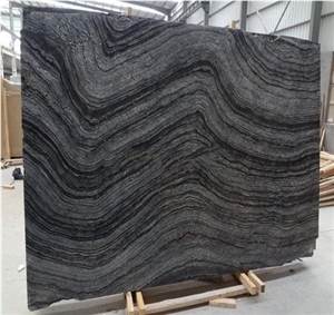 China Black Serpeggiante Marble Slab, Wooden Vein Wall Bookmatch