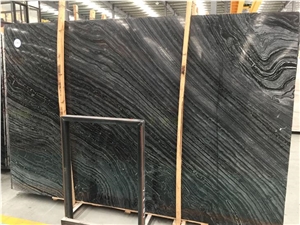 China Black Serpeggiante Marble Slab, Wooden Vein Wall Bookmatch