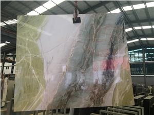 Fantasy Dreaming Green Wave Marble Slab