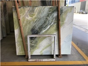 Fantasy Dreaming Green Wave Marble Slab