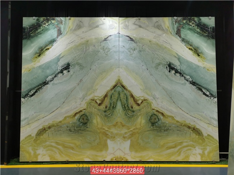Fantasy Dreaming Green Wave Marble Slab
