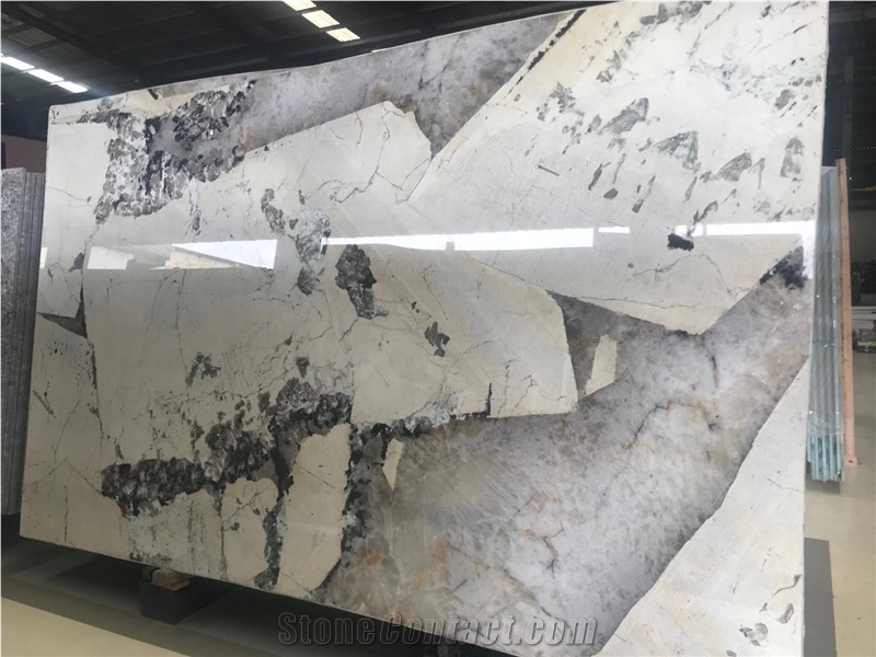 Pandora Granite Slab Brazil White Crystal Stone Wall Tiles