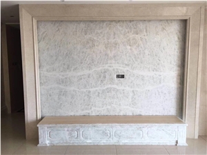 White Ice Crystal Onyx Translucent Alabaster Wall