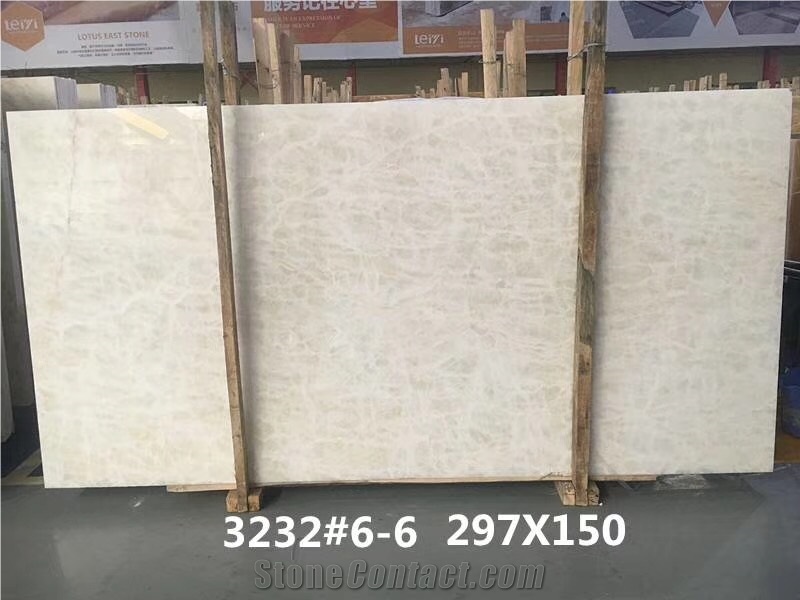 White Ice Crystal Onyx Translucent Alabaster Wall