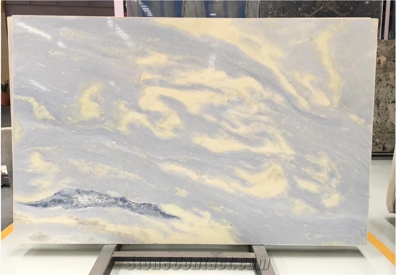 Blue Sky White Azul Acquamarina Marble Slab Tiles