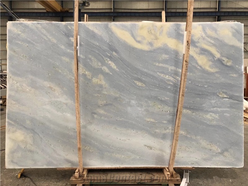 Blue Sky White Azul Acquamarina Marble Slab Tiles