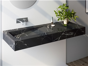 China Black Marquina Marble Vanity Top Coutnertop