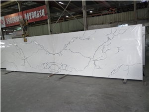 Engineered White Calacatta Quartz Stone Slab