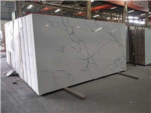 Engineered White Calacatta Quartz Stone Slab