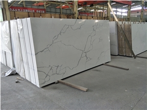 Engineered White Calacatta Quartz Stone Slab