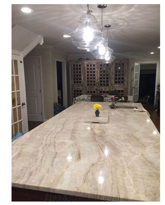 Taj Mahal Beige Quartzite Kitchen Countertops