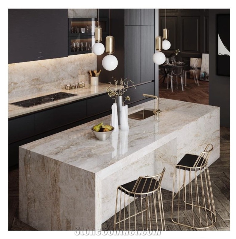 Taj Mahal Beige Quartzite Kitchen Countertops