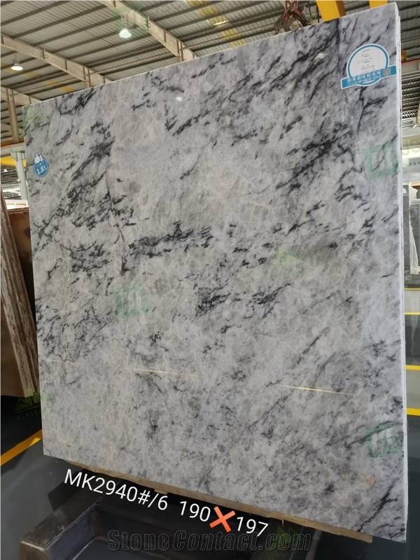 Blue White Crystal Slab Blue Ice Jade Marble