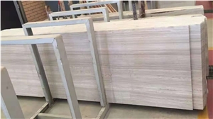 Hot Sale White Wooden Vein Marble Slabs