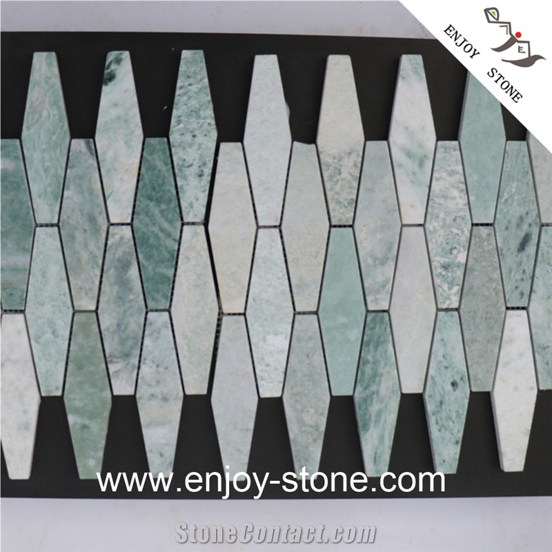 Honed Green Jade Marble Hexagon Mosaic Tiles