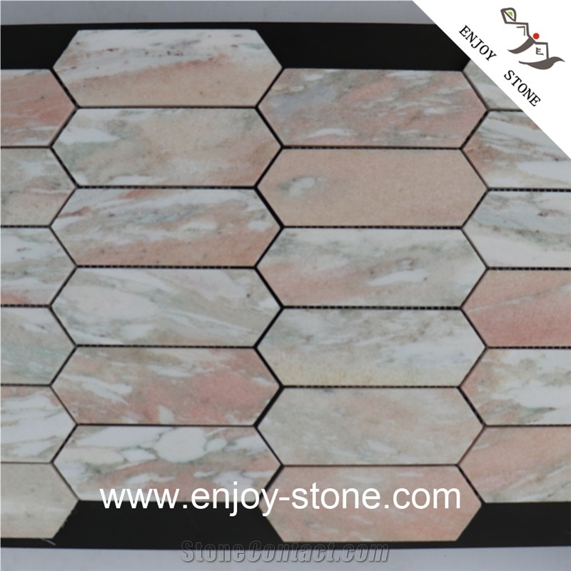 Honed Norwegian Red Marble Hexagon Mosaic Tiles