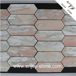 Honed Norwegian Red Marble Hexagon Mosaic Tiles