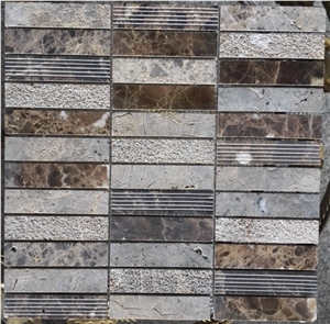 Mixed Finished Linear Strips Wall Mosaic Tiles