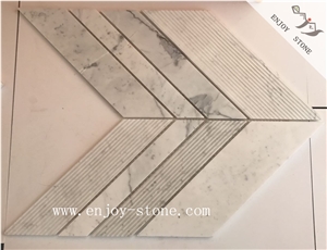 Mixed Marble Wall Herringbone Mosaic Tiles