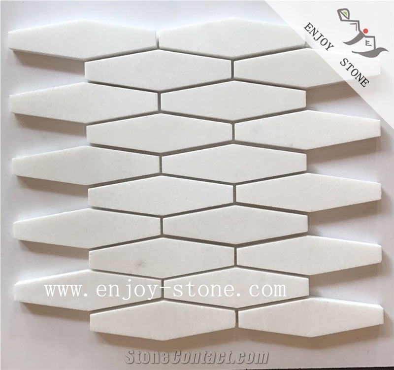 Polished Crystal White Hexagon Mosaic Tiles