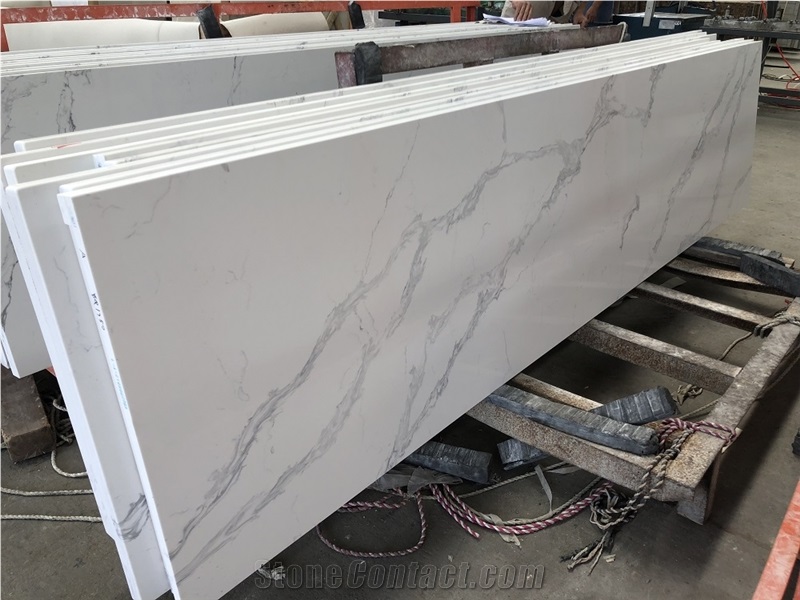 Calatata White Quartz Kitchen Countertop Solid Surface