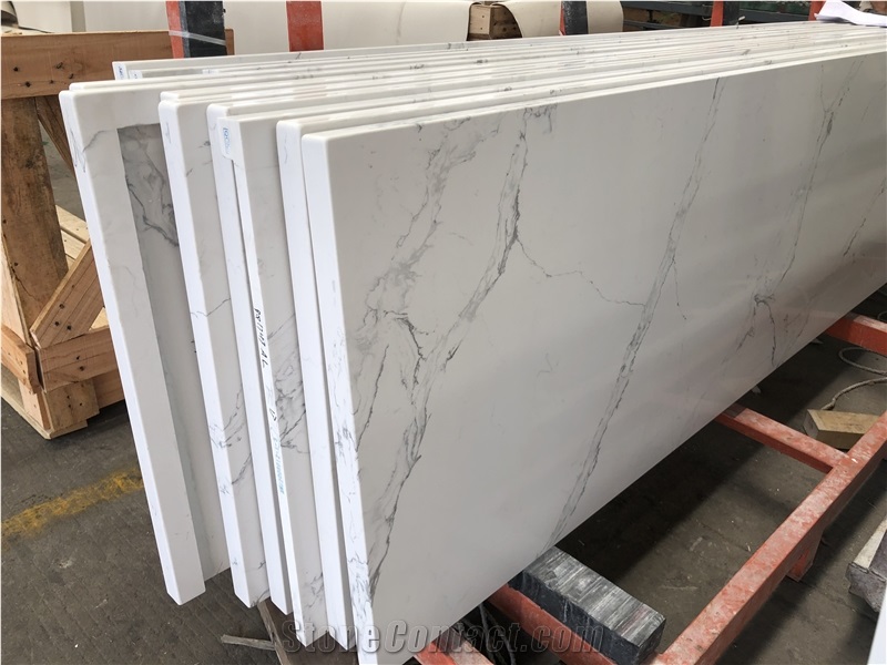 Calatata White Quartz Kitchen Countertop Solid Surface