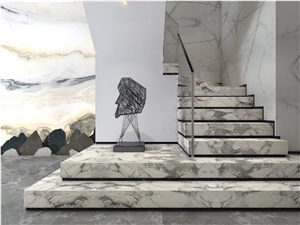 Calcutta Calacatta White Marble for Stairs Project