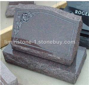 Flower Design Grey Granite Tombstones/Gravestones