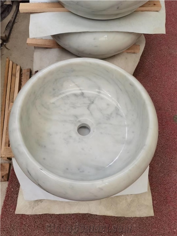 Marble Carrara Round Sink /Wash Basin