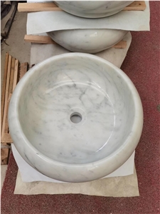 Marble Carrara Round Sink /Wash Basin