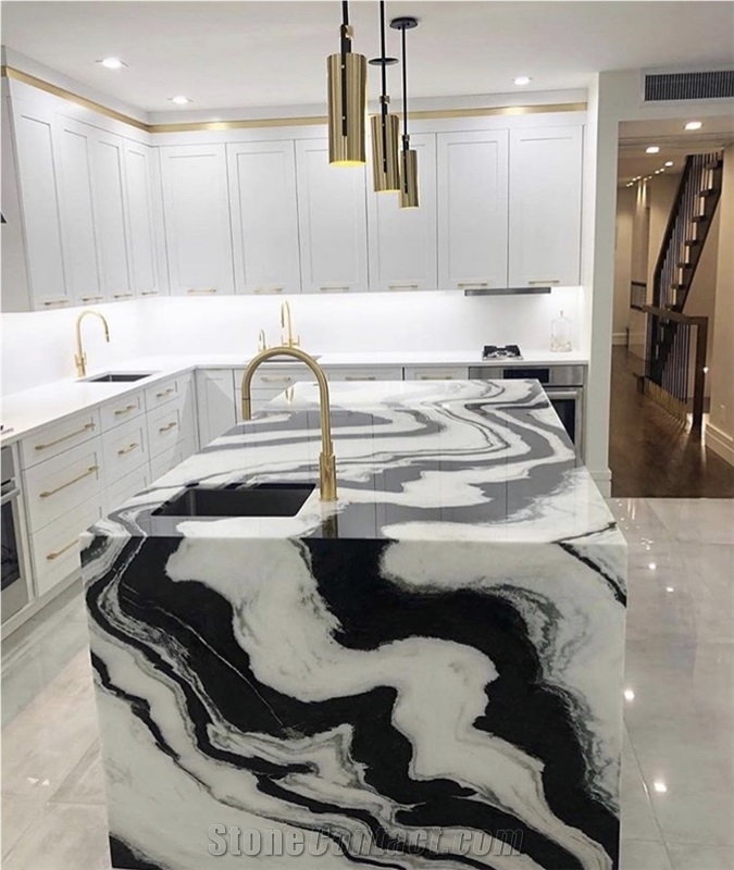 Panda White Marble Countertop Island Top Kitchen
