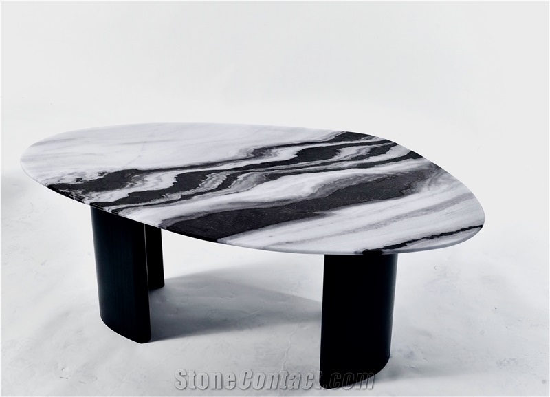 Panda White Marble Stone Table and Chair
