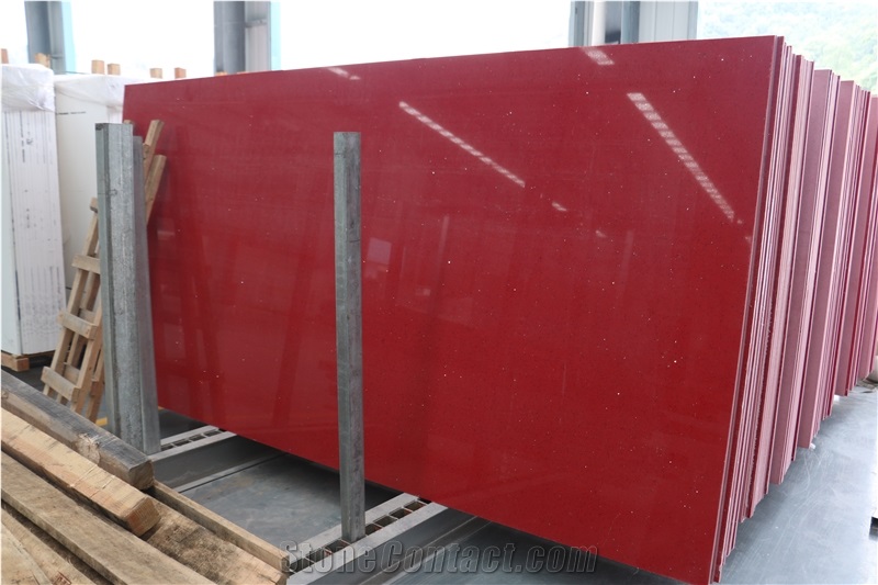 Quartz Engineered Stone & Quartz Red Slabs