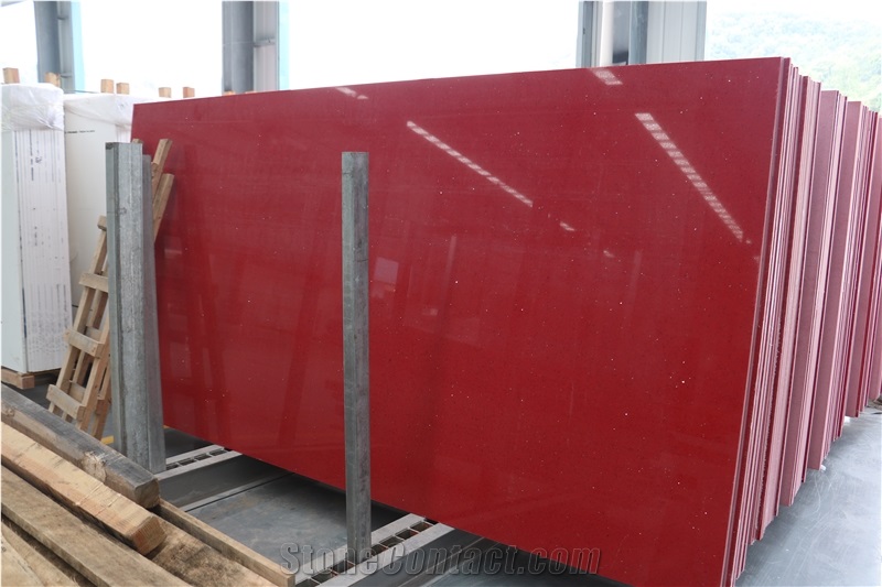 Quartz Engineered Stone & Quartz Red Slabs