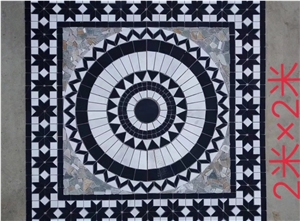 Square Multicolor Marble/Slate Floor Medallion