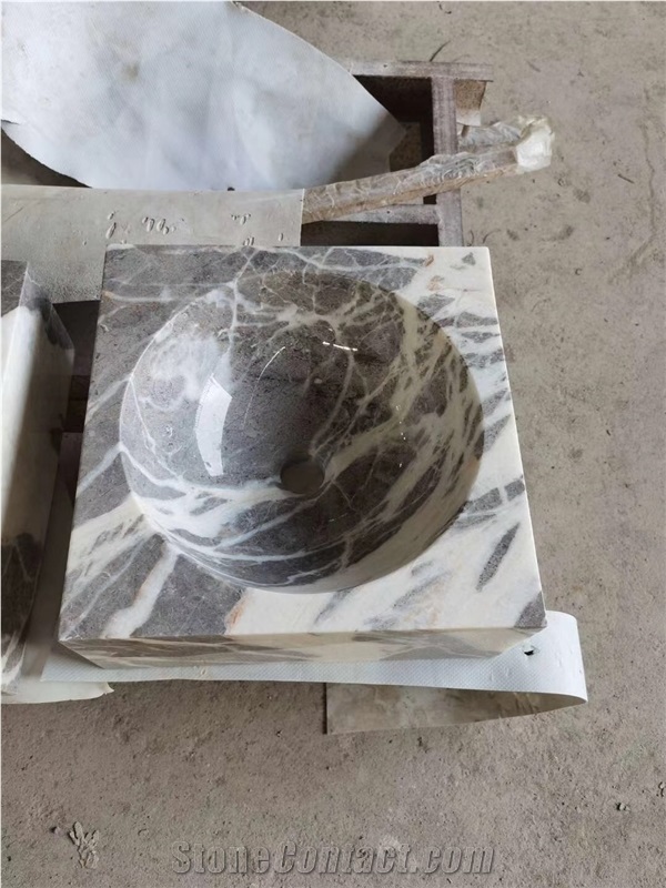 Square/Round Castle Grey-Marble Sink/Wash Basin
