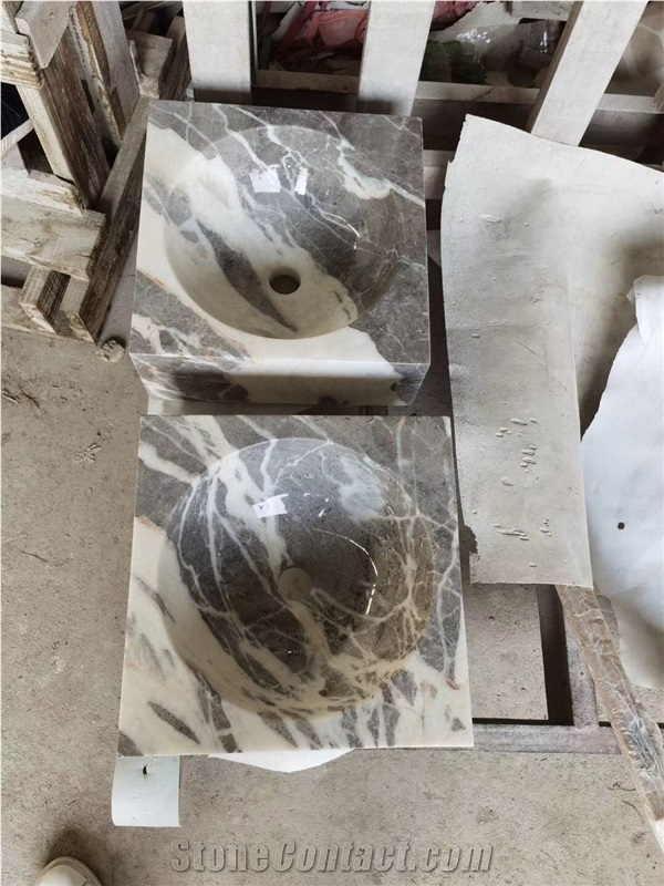 Square/Round Castle Grey-Marble Sink/Wash Basin