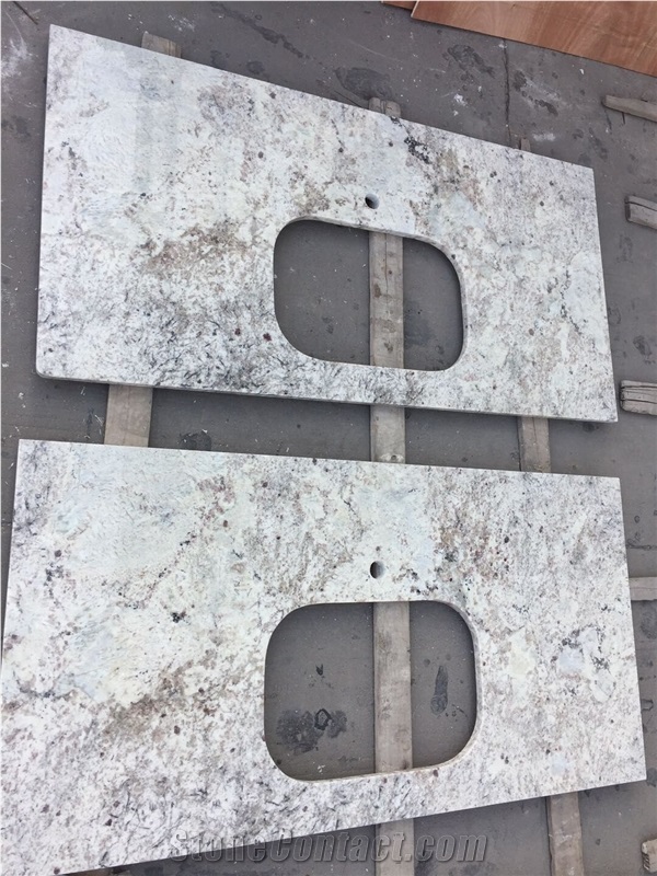 White Galaxy Granite Kitchen Countertop Island Top