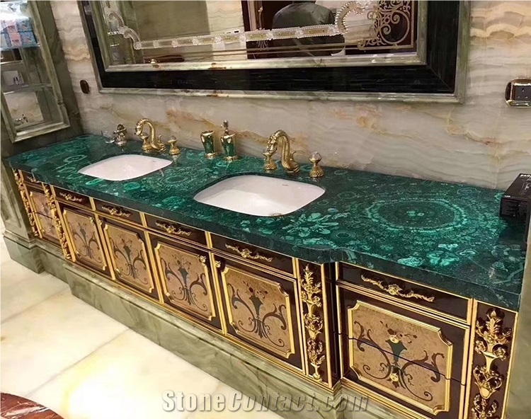 Gemstone Green Malachite Semiprecious Stone Slabs
