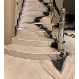 Natural Stone Stairs Design White Panda Marble