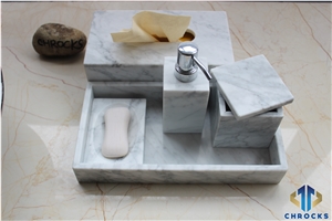 Carrara White Marble Bath Accessories & Soap Dish