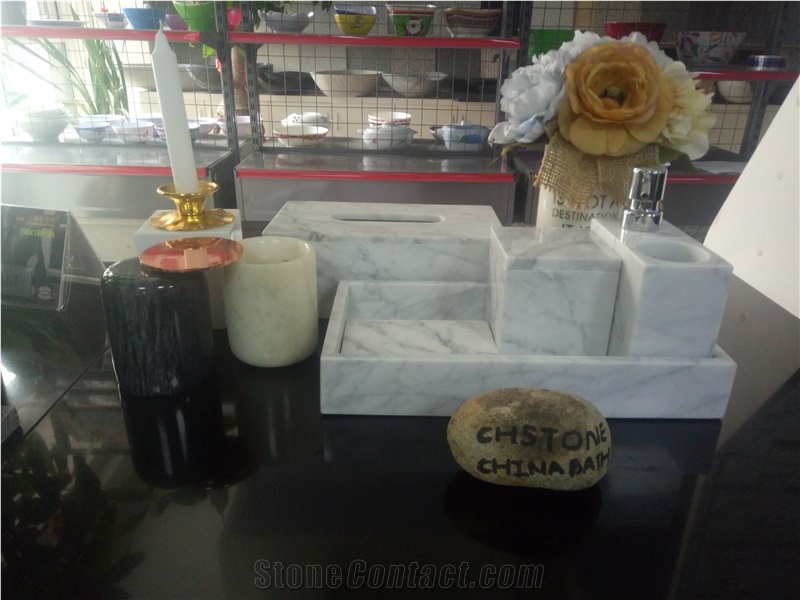 Carrara White Marble Bath Accessories & Soap Dish