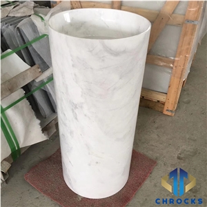 Carrara White Marble Pedestal Sink, Marble Sink