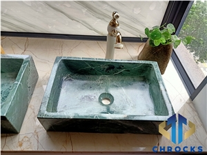 China Green Marble Sink, Marble Basin