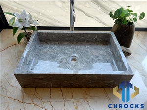 Seashell Flower Marble Washbasin, Marble Sink