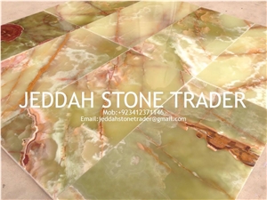 Pakistan Green Onyx Tiles, Light & Dark Green Onyx Slab
