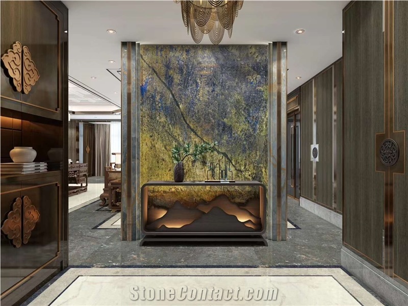 Brazil Blue Polished Quartzite Slabs Wall Cladding