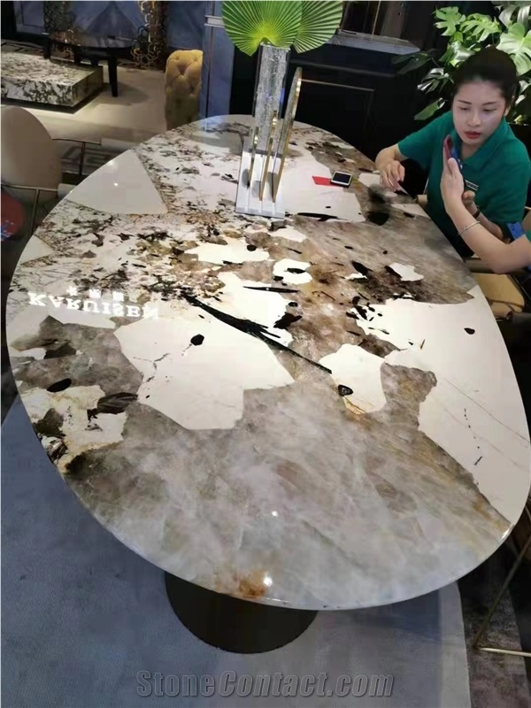 Brazil Pandora White Quartzite Polished Coffeetable Tops