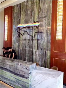 China Bamboo Wooden Vein Marble Slabs Wall Cladding
